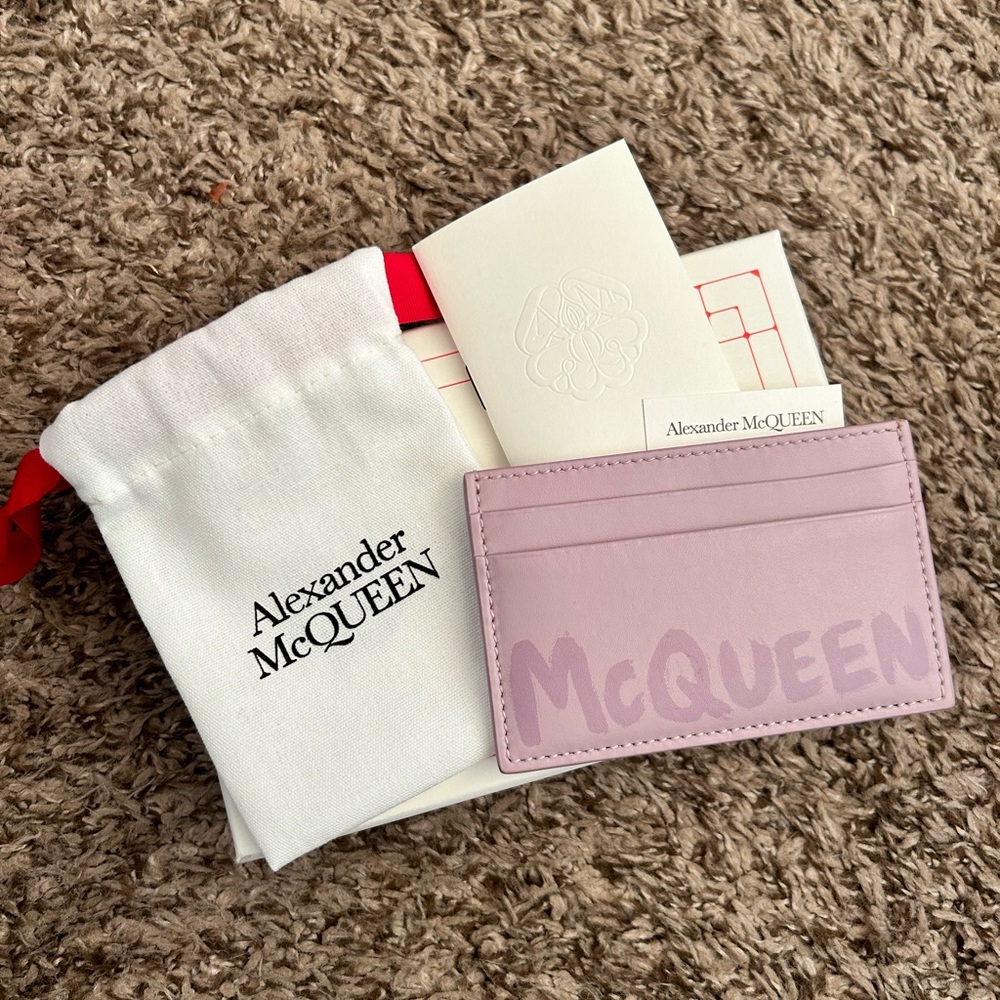 Alexander McQueen Graffiti Logo Leather Card Holder